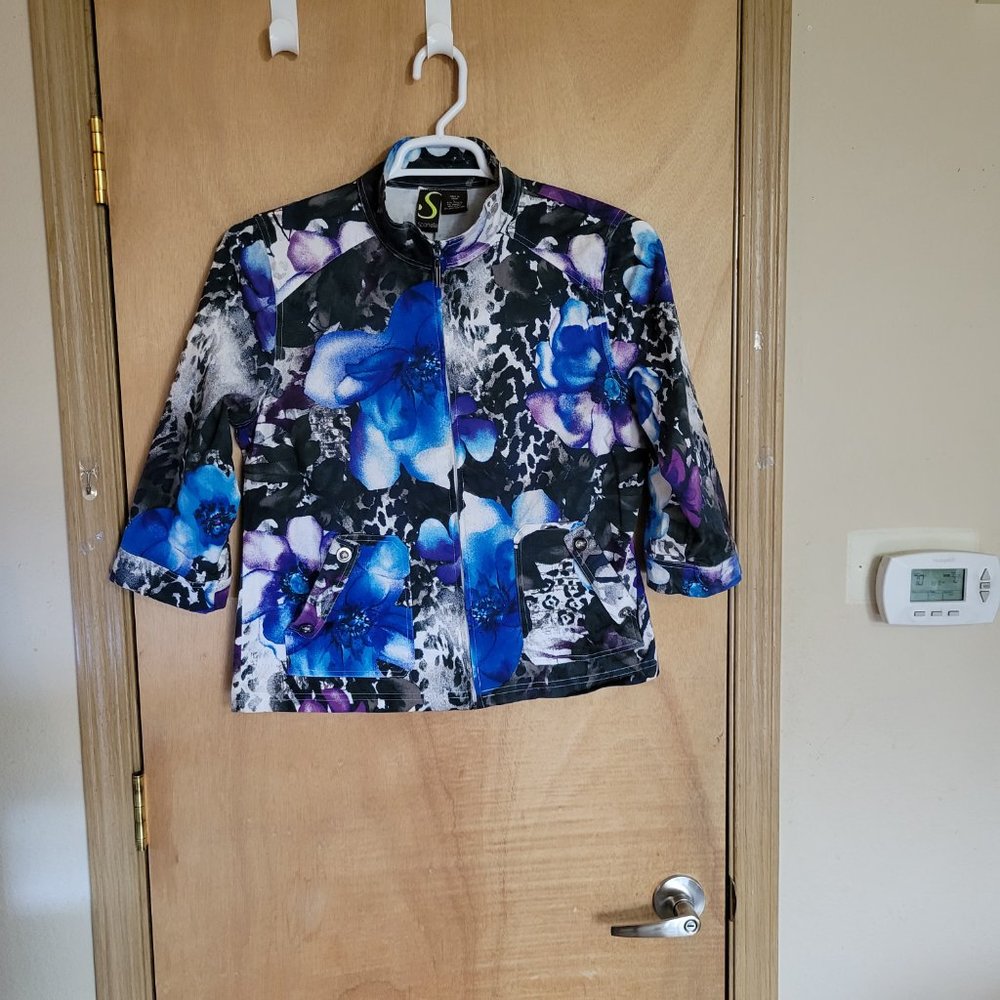 Spartelle Jacket Shacket Size Large Floral  3/4 Sleeve